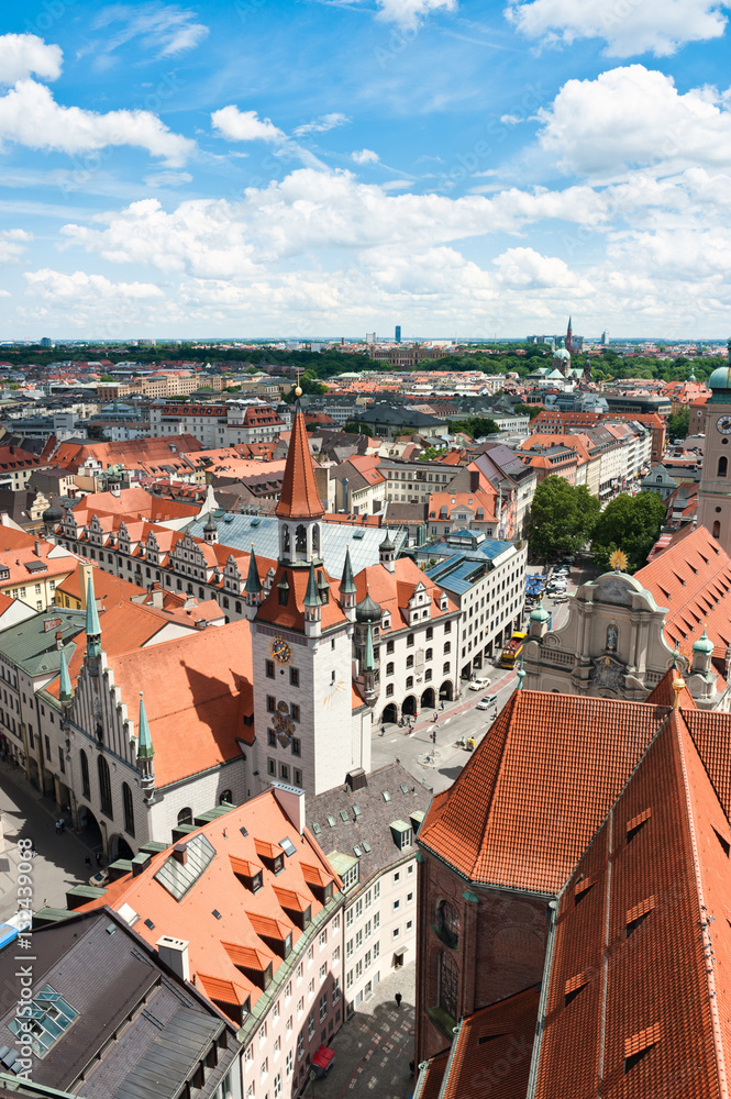 Old Town Hall and rooftops of Munich