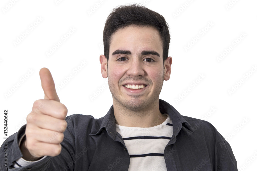young smiling with okay and approval signal isolated man young smiling with okay and approval signal isolated man
