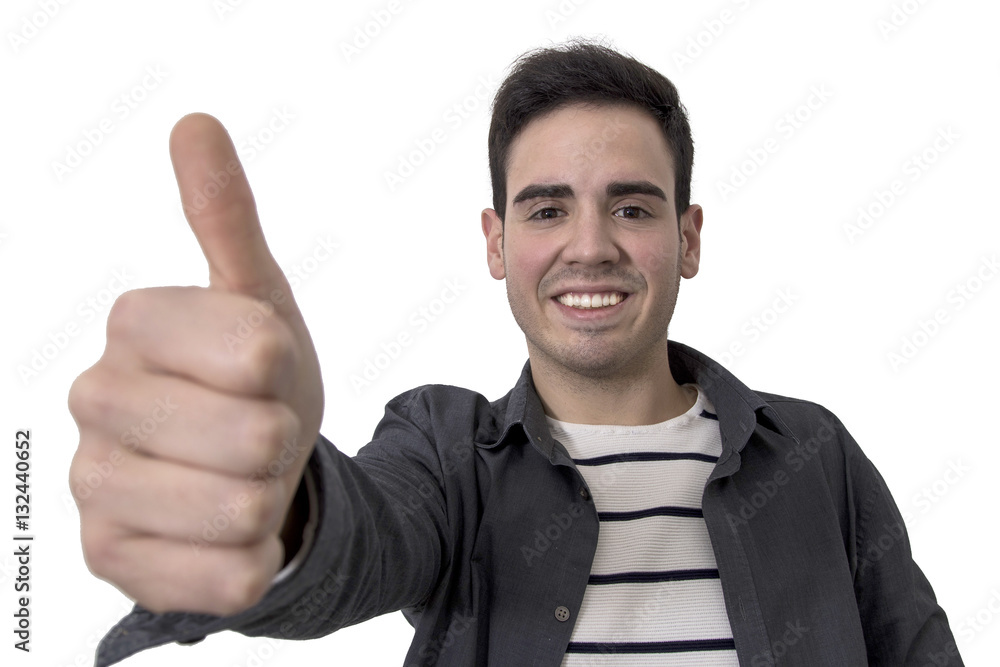 young smiling with okay and approval signal isolated man young smiling with okay and approval signal isolated man