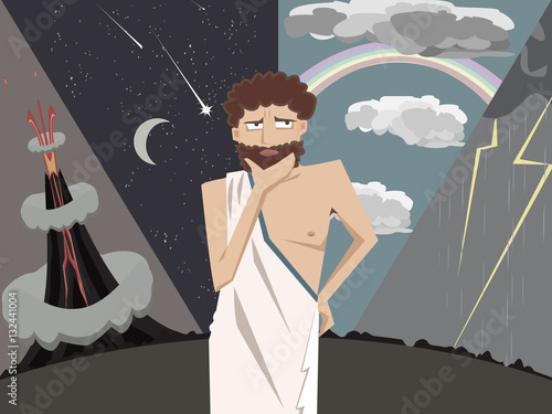 ancient greek scientist thinking about natral phenomena vector c