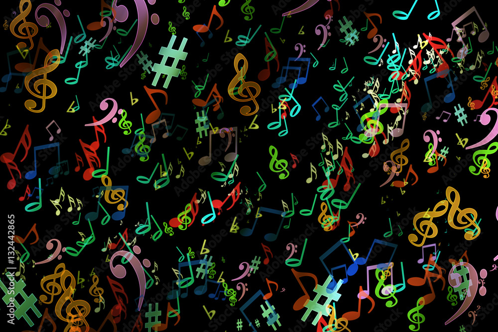 Fototapeta premium Abstract musical background. in graffiti style. Notes. Music. Fa