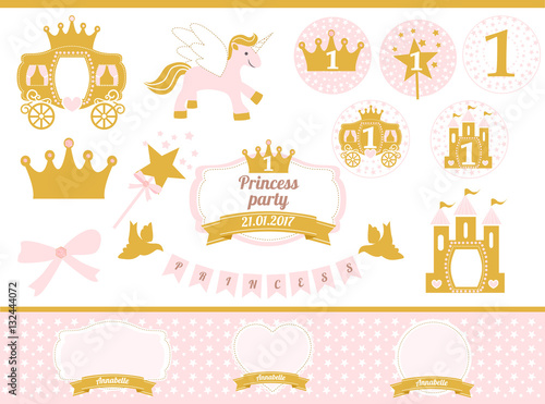 Photography Pink and gold princess party decor