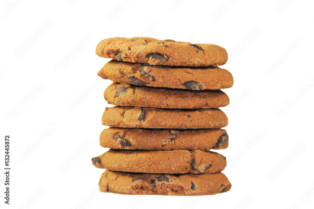 Chocolate chip cookies isolated on white background Chocolate chip cookies isolated on white background