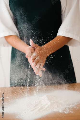 Chef preparing dough - cooking process