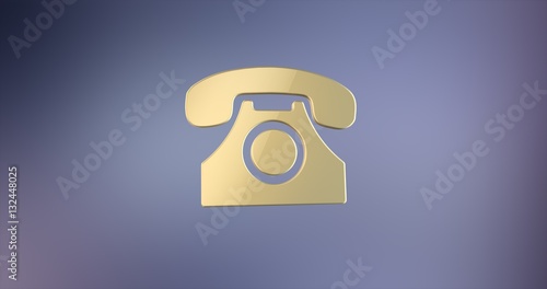 Retro Telephone Gold 3d Icon