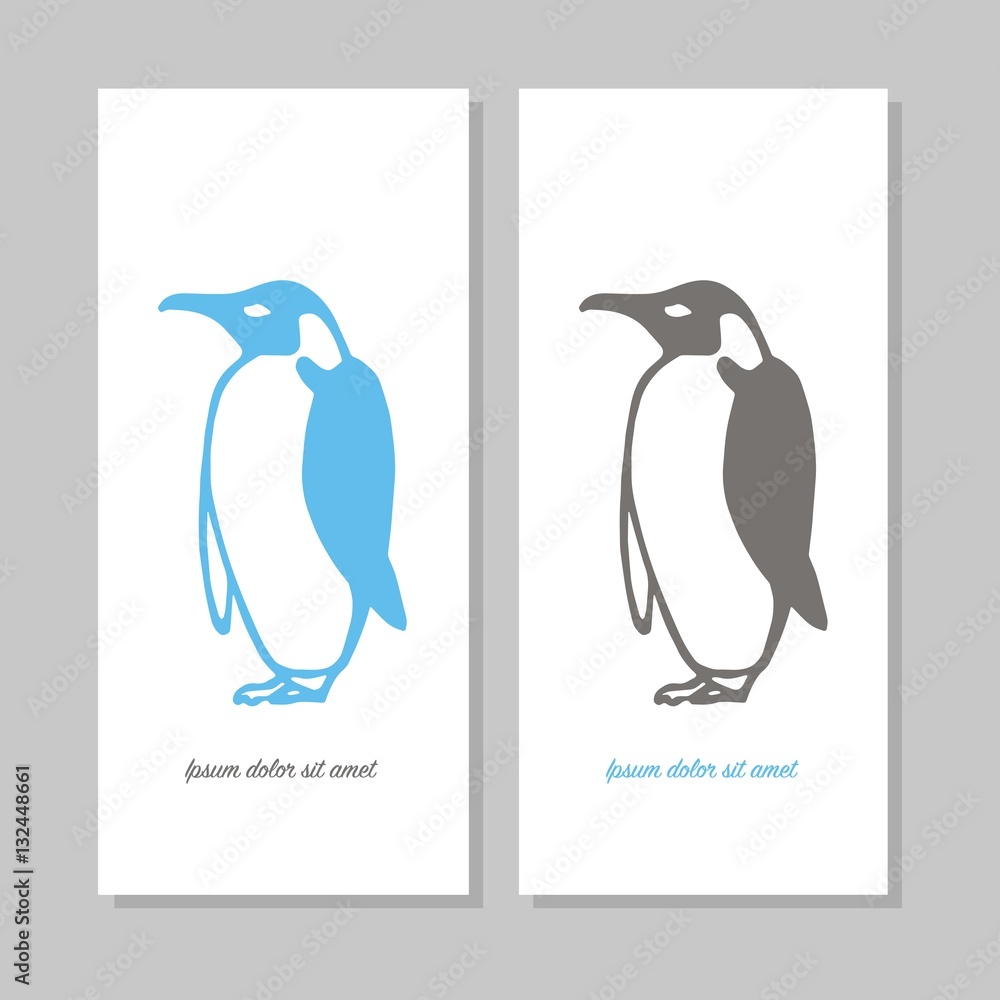Obraz premium Penguin card. vector illustration banner