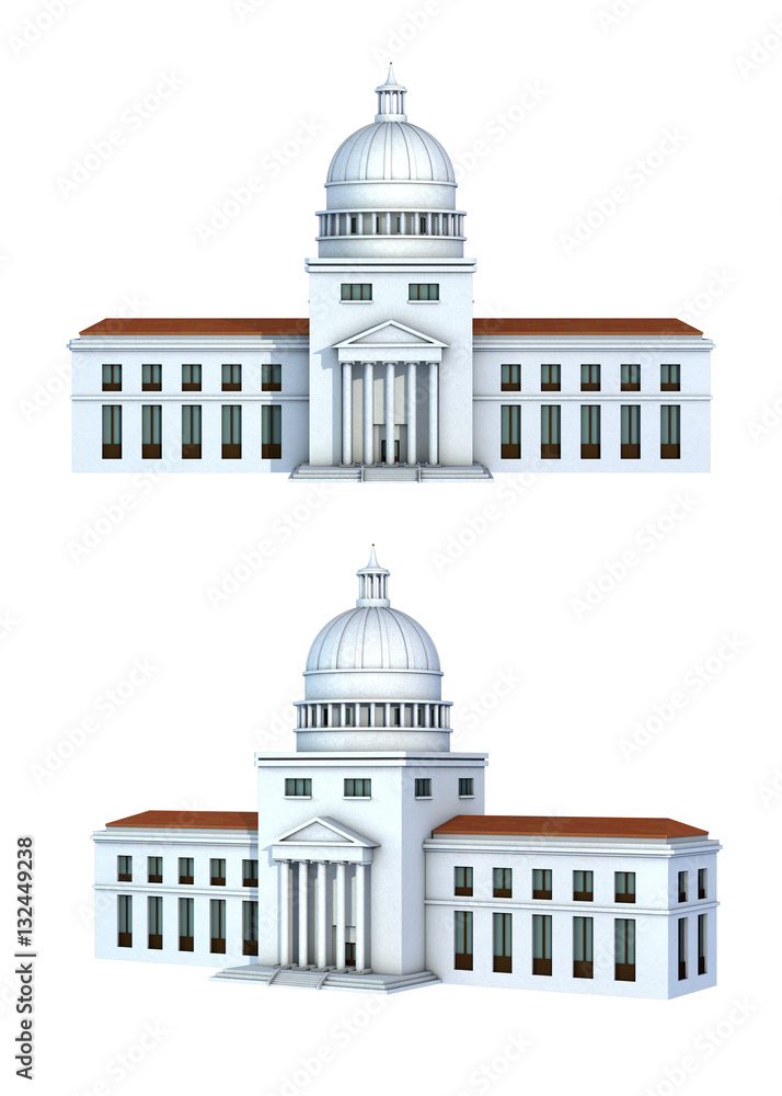 legal, classical, exterior, roman, capital, render, 3d, illustra