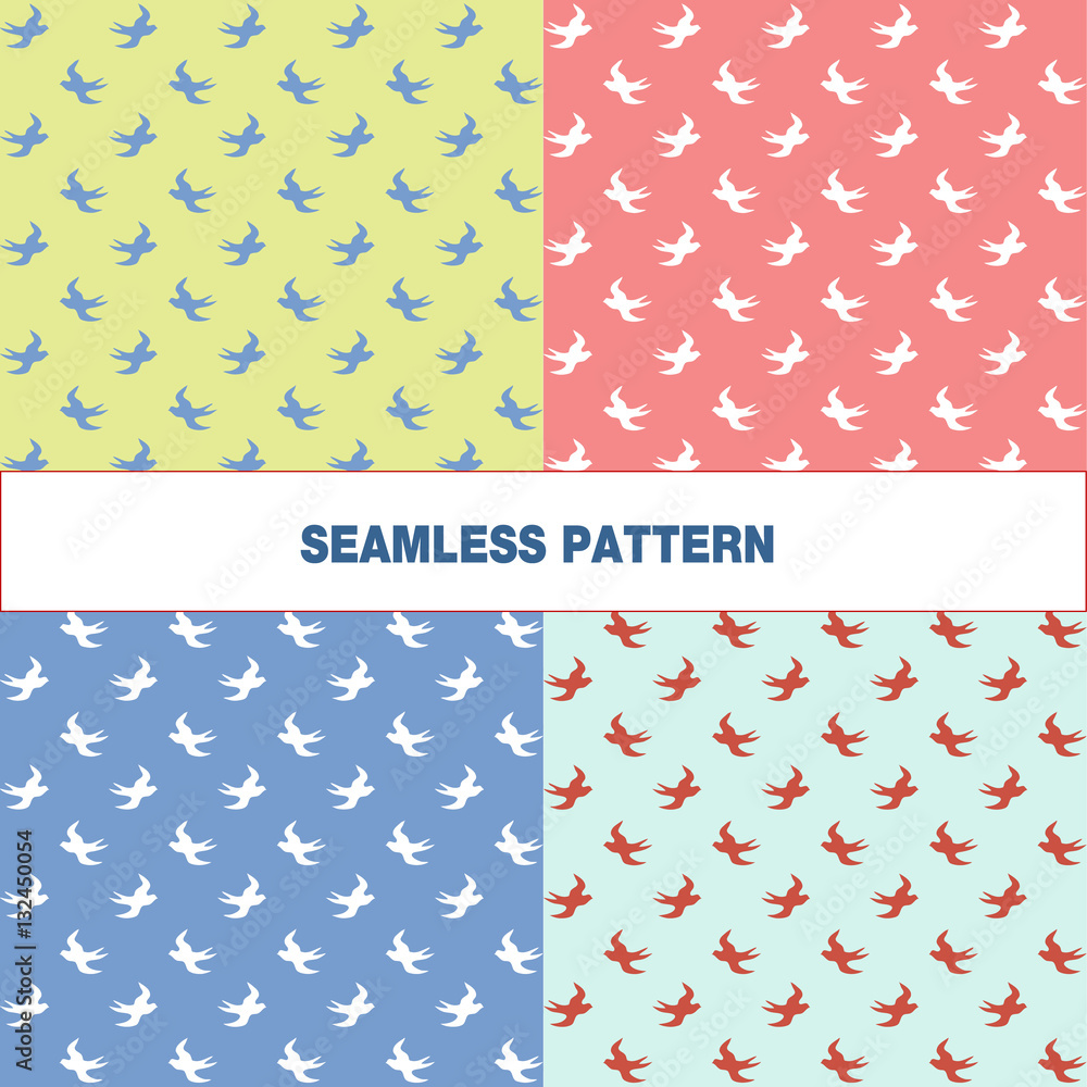 Vector seamless pattern with swallow