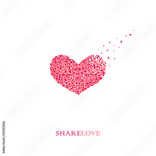 Share Love. Logo Template. Bright Red Heart. Circle Design. Concept  Love.