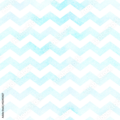 Seamless watercolor chevron pattern in blue. Seamless pattern.