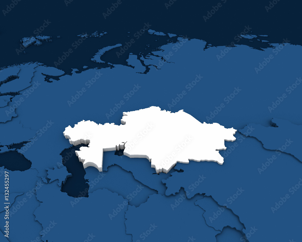 kazakhstan map 3D rendering