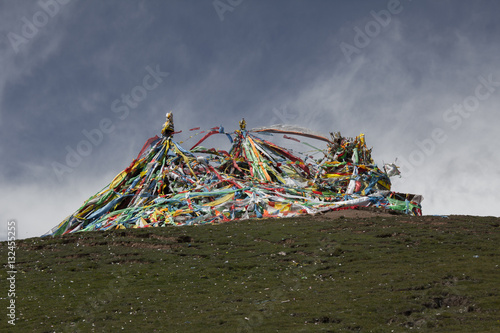 Prayer flags on a hill, Tibet, PR China