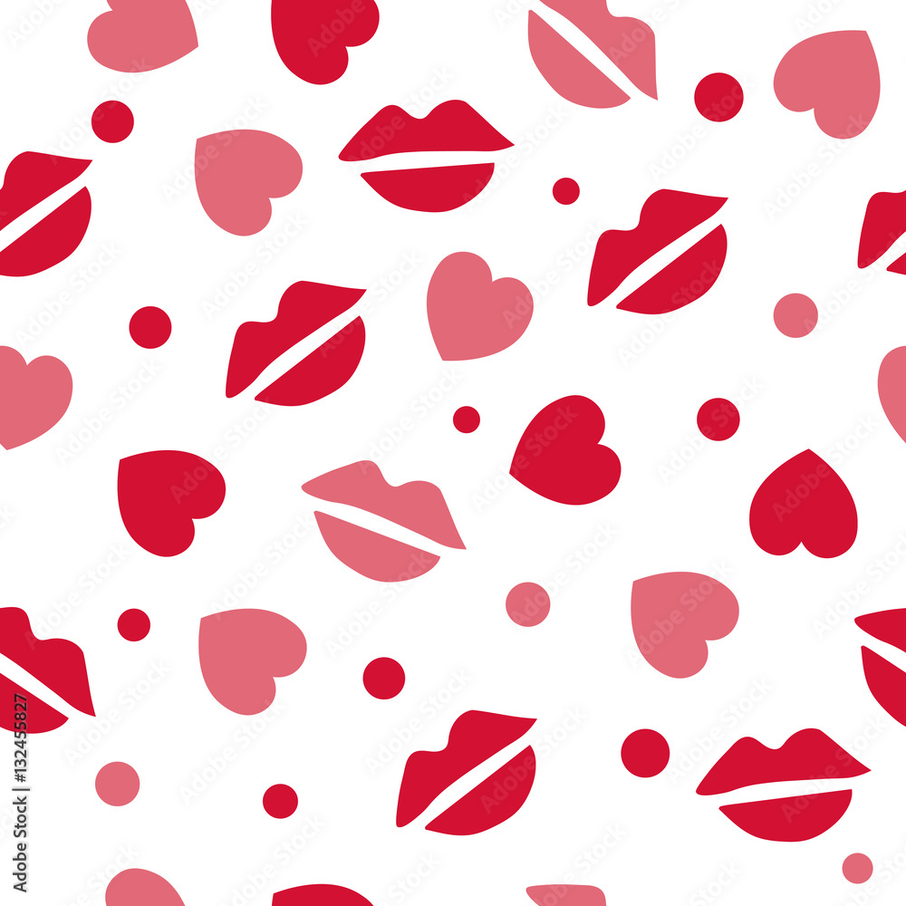 Pattern with kisses and hearts Pattern with kisses and hearts