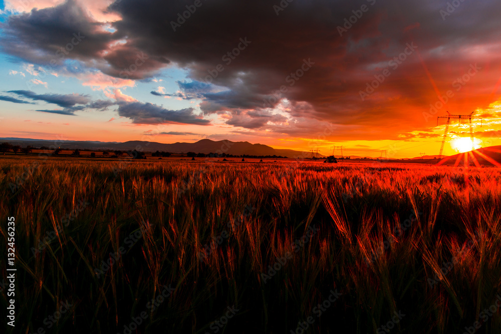 Naklejka premium Amazing sunset and clouds