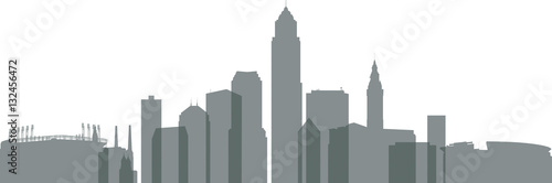 Transparent silhouette of downtown buildings of the city of Cleveland, Ohio, USA.