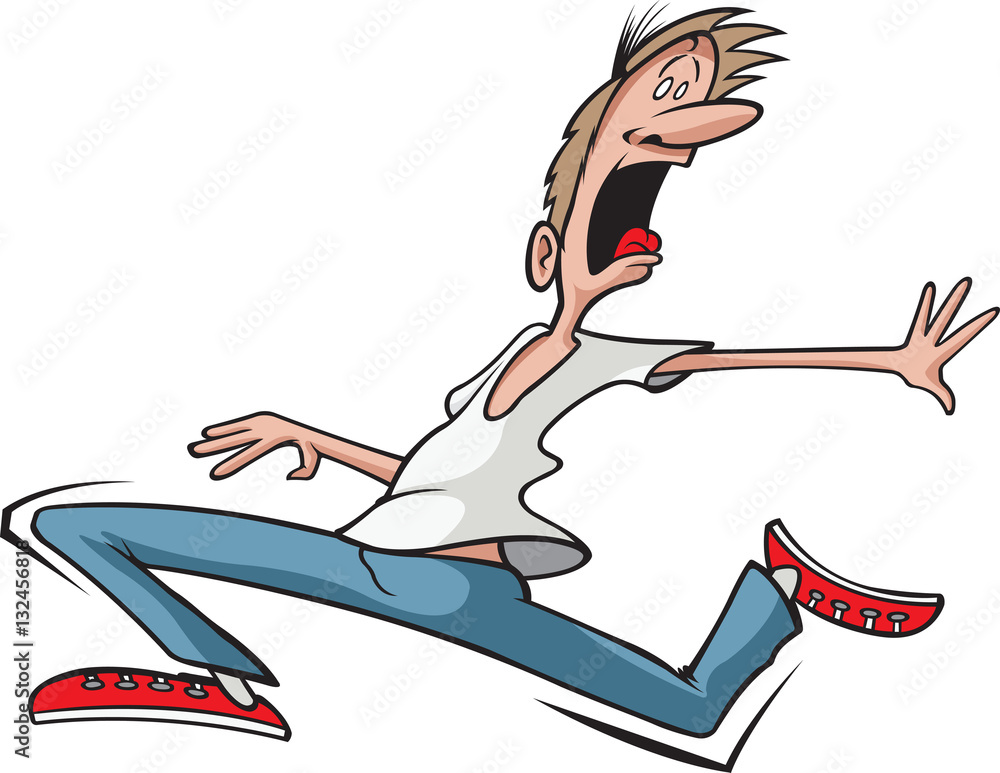 Running Man A cartoon of a man running scared. Stock Vector | Adobe Stock