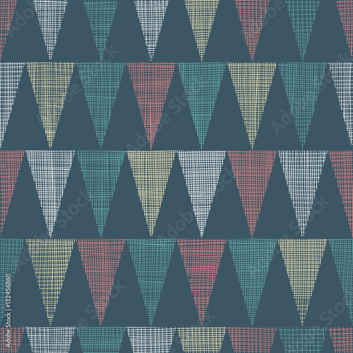 Vector Vintage Dark Grey Bunting Flags Triangles Seamless Pattern Background ...