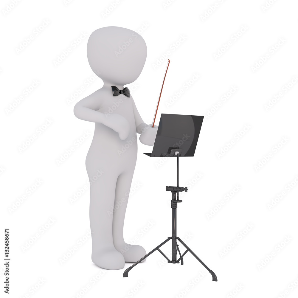 Cartoon Orchestra Conductor at Stand with Baton Cartoon Orchestra Conductor at Stand with Baton