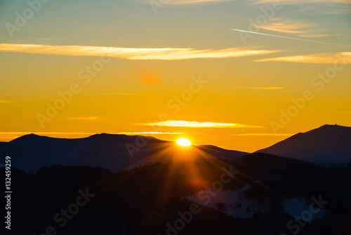 Fototapeta Naklejka Na Ścianę i Meble -  Amazing sunset in carpathian mountains