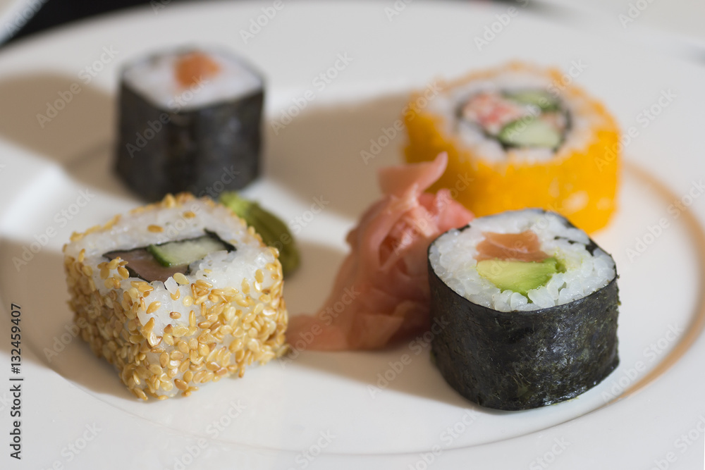 Fresh and delicious maki and nigiri sushi Fresh and delicious maki and nigiri sushi