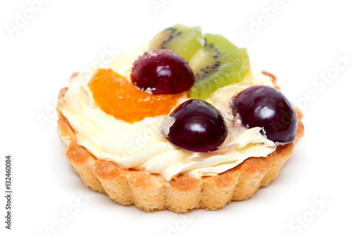 cake with cream and fruit