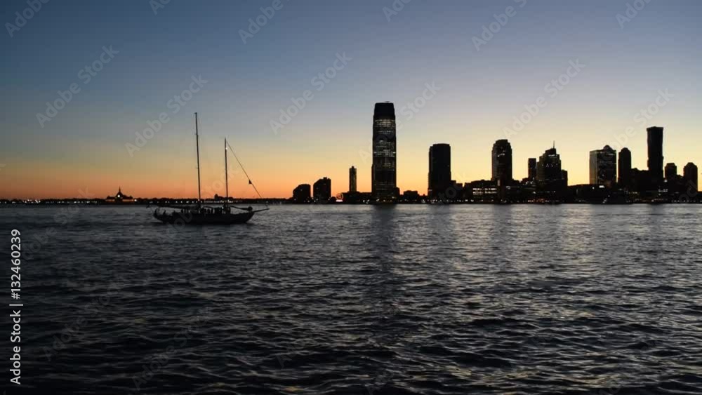 New York, Jun 2016: Skyline of New Jersey in the evening New York, Jun 2016: Skyline of New Jersey in the evening