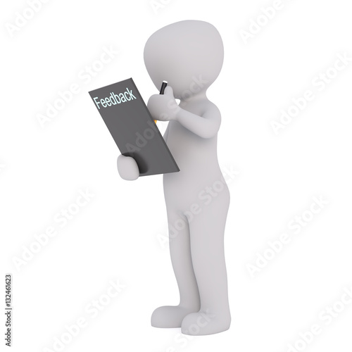 Cartoon Figure Filling Out Feedback Form