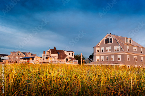 Wallpaper Mural Beach houses line the street behind dunes on a Maine beach Torontodigital.ca
