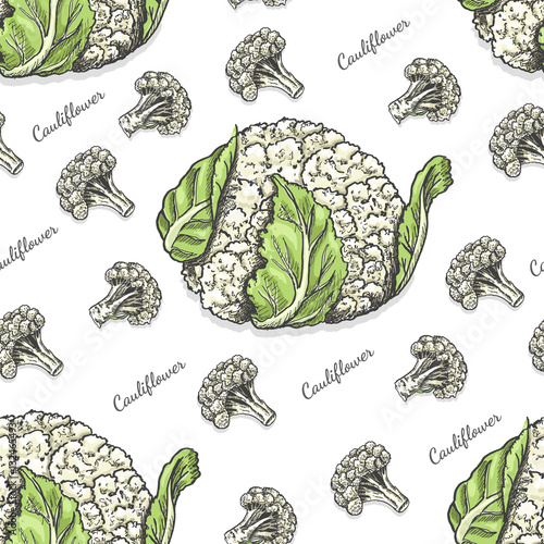 Seamless color pattern with cauliflower