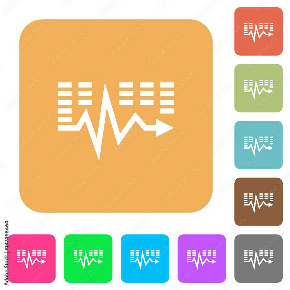 Music waves rounded square flat icons Music waves rounded square flat icons