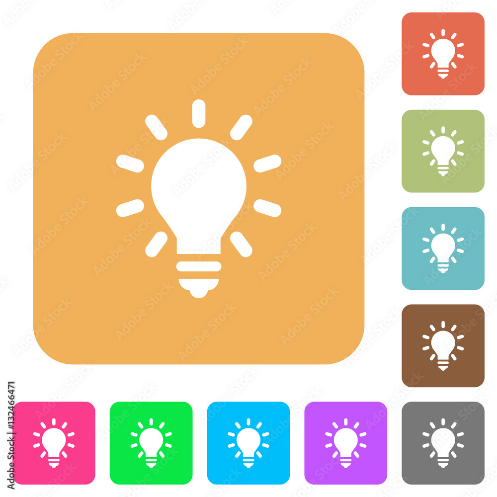 Lighting bulb as idea concept rounded square flat icons Lighting bulb as idea concept rounded square flat icons
