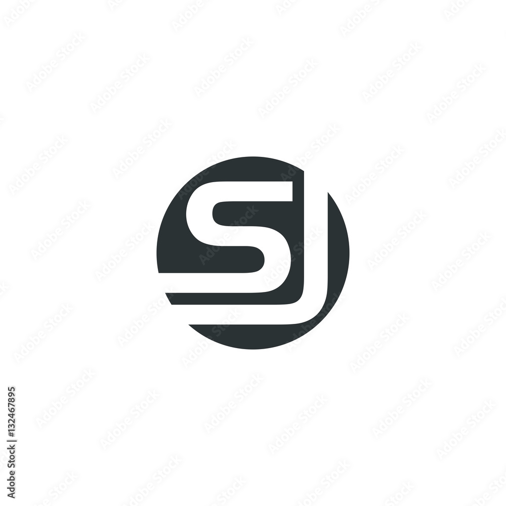 sj s j letter initial on a rounded shape logo vector sj s j letter initial on a rounded shape logo vector