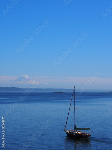 Sailboat near Mount Rainier