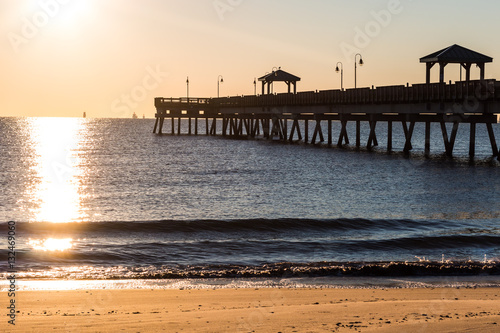 Fishing pier at sunrise, Buckroe Beach in Hampton, Virginia.   © sherryvsmith