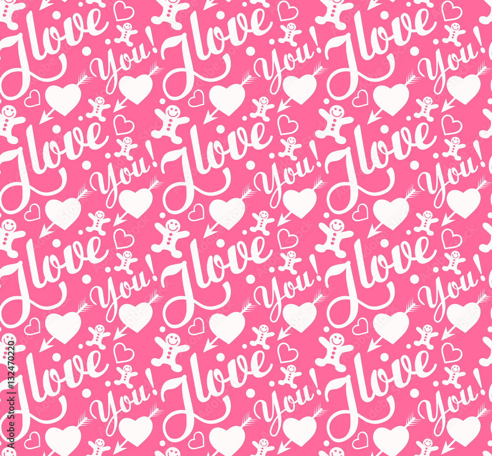 Naklejka premium I Love You Text Pattern
