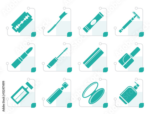 Stylized Make-up icon set, Health and beauty icons