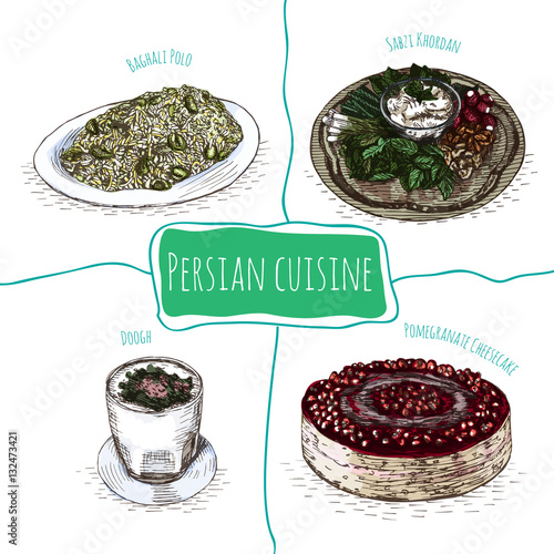 ranian menu colorful illustration.