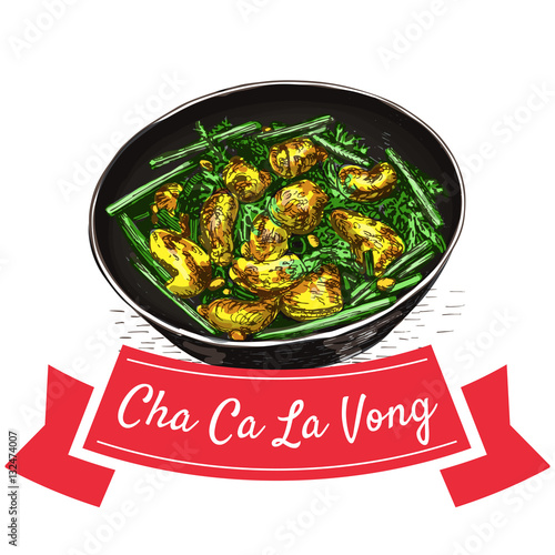 Cha Ca La Vong colorful illustration.