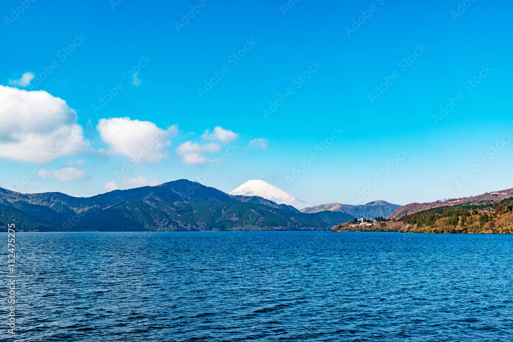 Lake Ashi viewed from Moto-Hakone in Hakone, Japan.