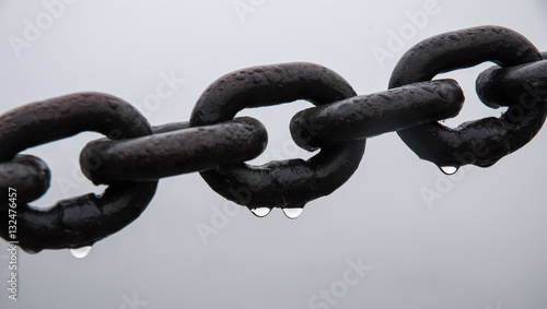 Old chain with water drops