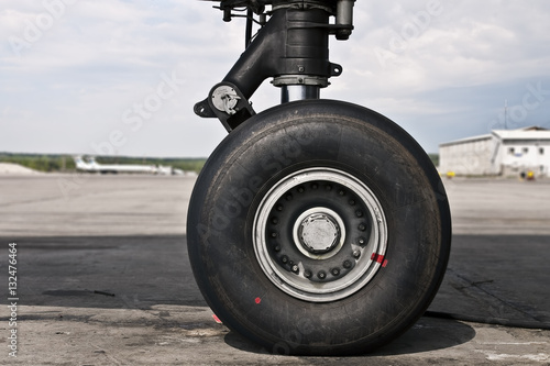 Airplane front wheel photo