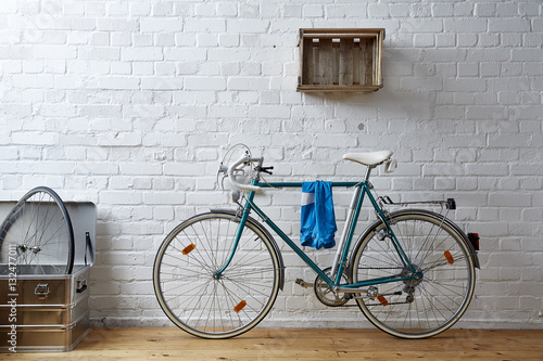 vintage bicycle in whitebrick studio