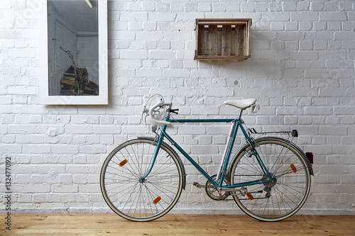 vintage bicycle in whitebrick studio