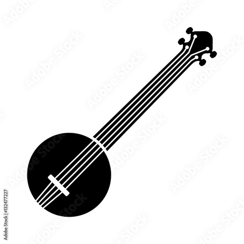 Banjo musical instrument with strings flat icon for music apps and websites