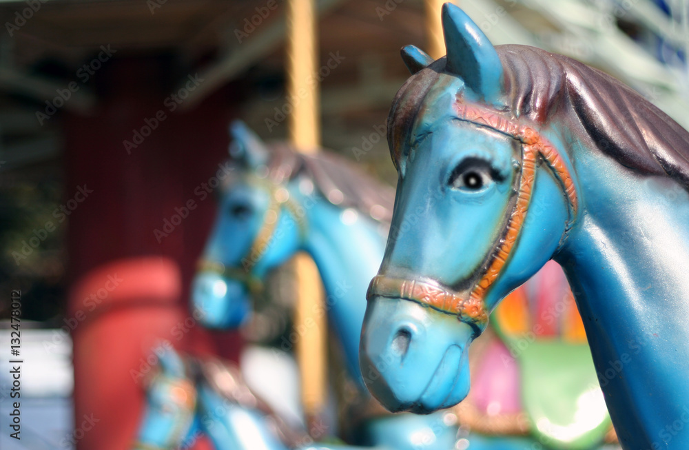 Closeup of Horse in Carousel in amusement park