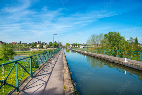 Water bridge over the Loire near Digoin in France