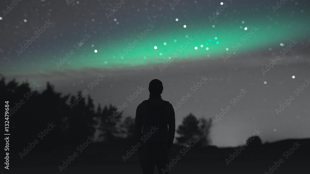 man and starry sky