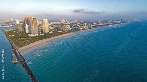 Miami Beach Florida Sunrise Aerial Landscape Panorama