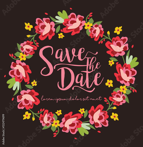 Save The Date / Beautifu Floral Wreath