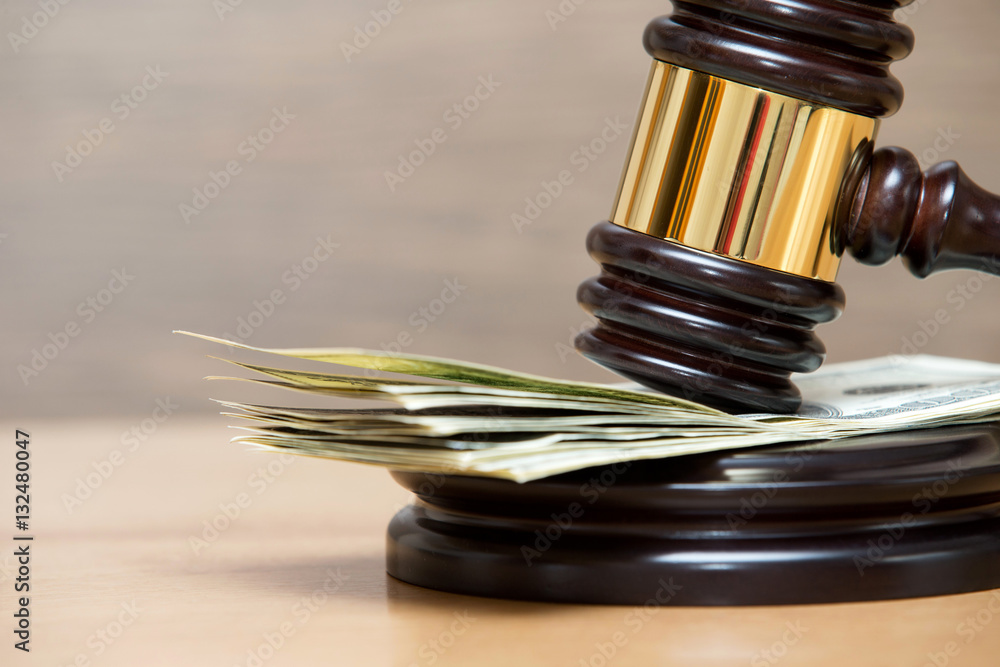 Fototapeta premium gavel on a money